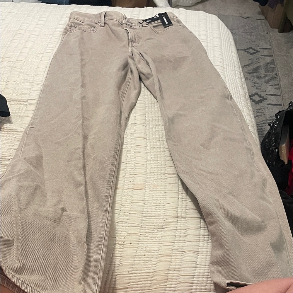 Express Beige High-Waist Trousers